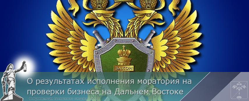 О результатах исполнения моратория на проверки бизнеса на Дальнем Востоке | Администрация муниципального округа город Партизанск Приморского края Официальный сайт