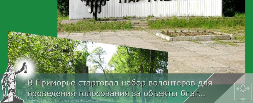 В Приморье стартовал набор волонтеров для проведения голосования за объекты благоустройства, сообщает www.primorsky.ru | Администрация муниципального округа город Партизанск Приморского края Официальный сайт В Приморье стартовал набор волонтеров для проведения голосования за объекты благоустройства, сообщает www.primorsky.ru | Администрация муниципального округа город Партизанск Приморского края Официальный сайт